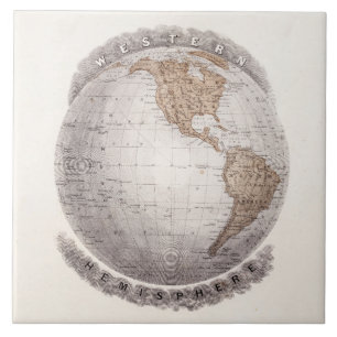 Carreau Globe vintage d'hémisphère de l'ouest de carte d