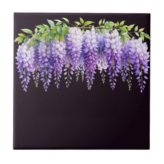 Carreau Glycine bleu floral aquarelle violet élégant