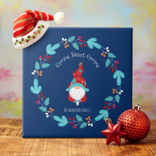 Carreau Gnome Sweet Gnome Bleu Elf Moderne Courbe Florale