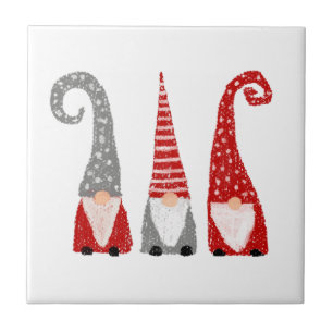 Carreau Gnomes de Noël modernes Rouge gris blanc nordique