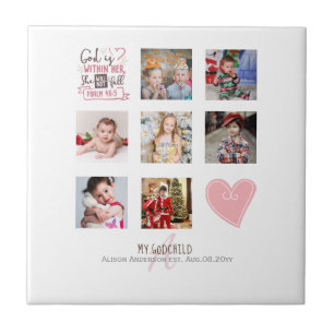 Carreau GODMOTHER PHOTO COLLAGE Cadeau avec verset peut mo
