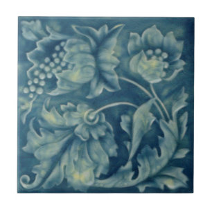 Carreau Godwin Hewitt Art nouveau Blue Majolica Repro