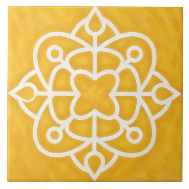 Carreau Gold and White Decorative Tile Art (Devant)