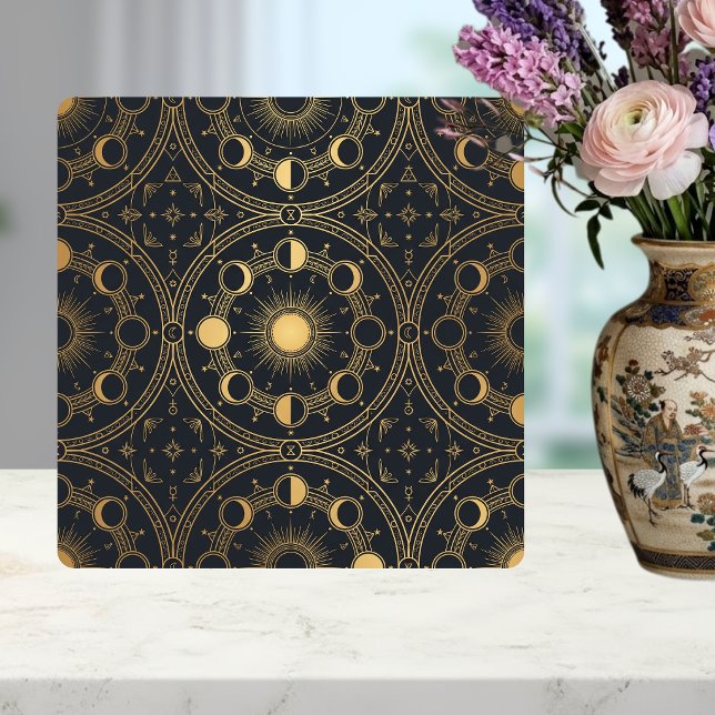 Carreau Gold Celestial Sun Moon Phases Geometric Pattern (Créateur téléchargé)