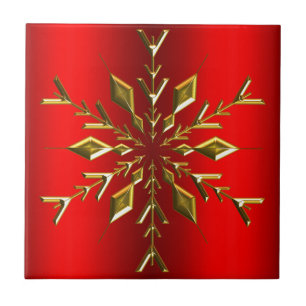 Carreau Gold Christmas Star sur Red