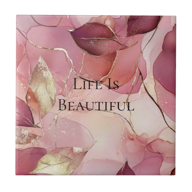 Carreau Gold Feuilles Bourgogne Blush Pink (Devant)