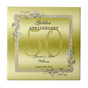 Carreau Gold Gem & Parties scintillant 50e Anniversaire du