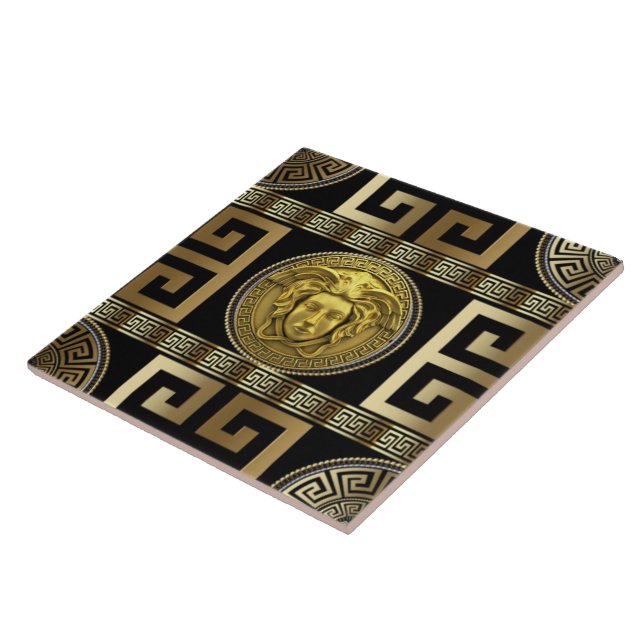 Carreau Gold Medusa Clé grecque "Le Nouveau Colonial" Tuil (Côté)
