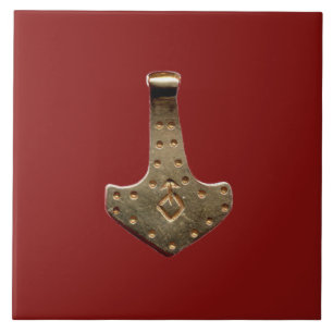 Carreau Gold Thor Marteau rouge grand tuile