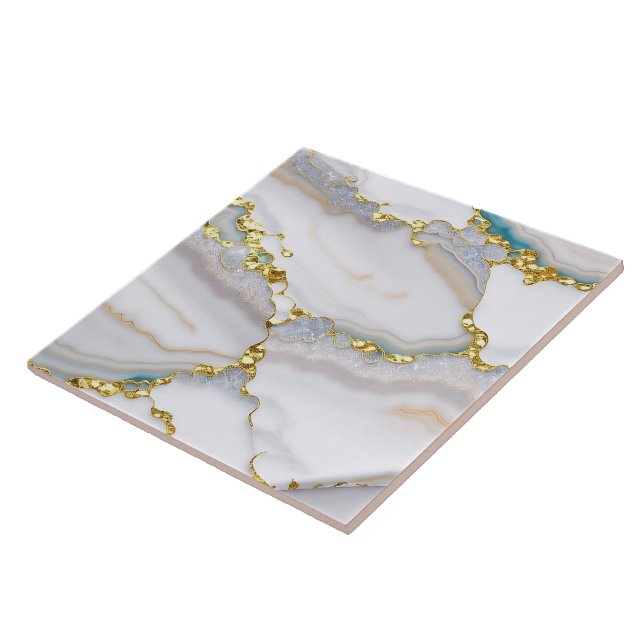 Carreau Gold White tendance Marble Agate Collection (Côté)