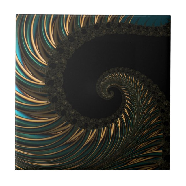 Carreau Golden artistic Spiral Spin, cadre moderne art (Devant)