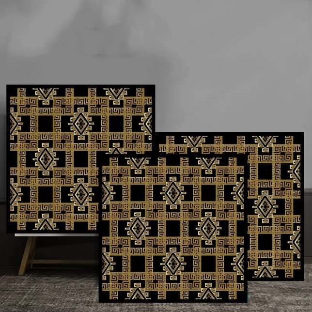 Carreau Golden Greek Key Geometric luxury texture (Créateur téléchargé)