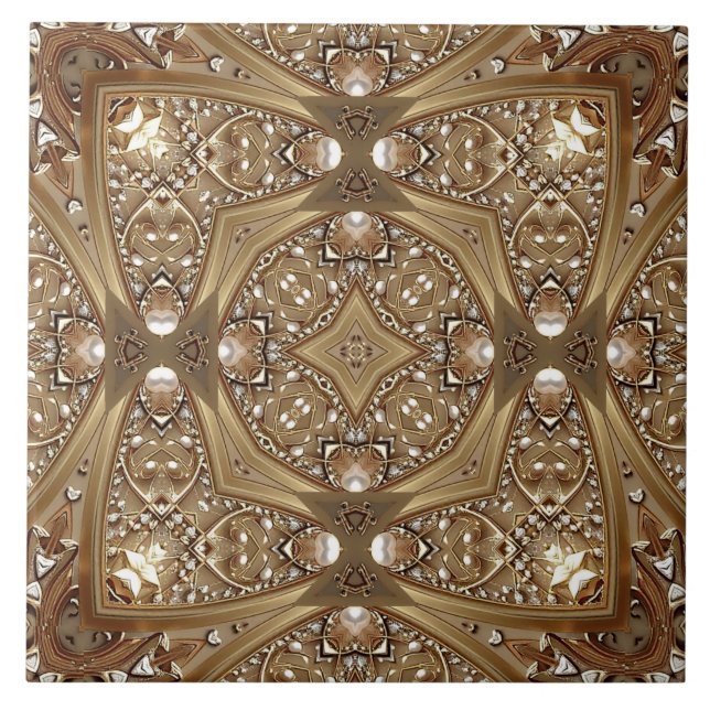 Carreau Golden Ornate Ceramic Tile (Devant)