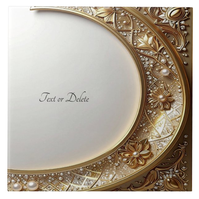 Carreau Golden Ornate Frame Ceramic Tile (Devant)