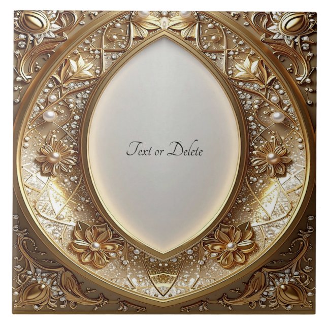 Carreau Golden Ornate Frame Ceramic Tile (Devant)