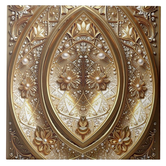 Carreau Golden Ornate Frame Ceramic Tile (Devant)