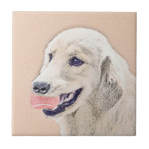 Carreau Golden Retriever avec Tennis Ball Peinture Chien A