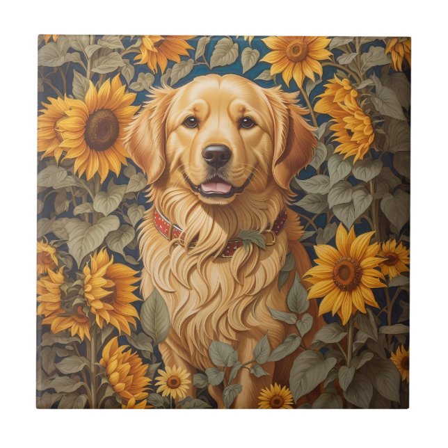 Carreau Golden Retriever Chien Dans Le Terrain De Tourneso (Devant)