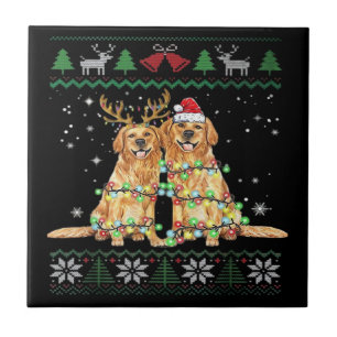 Carreau Golden retriever Chien de Noël laid Drôle de Noël