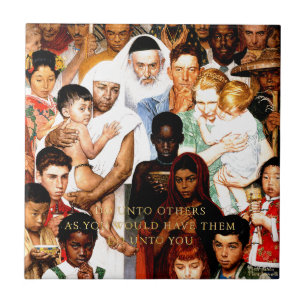 Carreau Golden Rule (Do to other) par Norman Rockwell