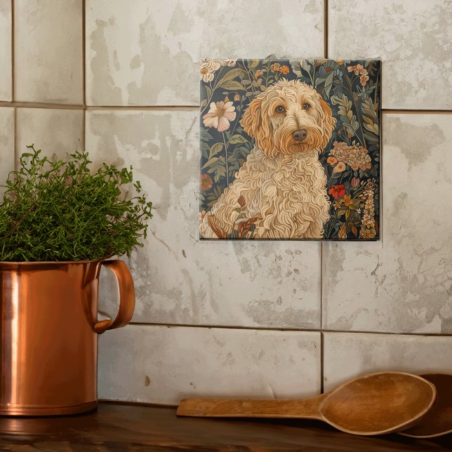 Carreau Goldendoodle Garden Tapestry Anniversaire (Créateur téléchargé)