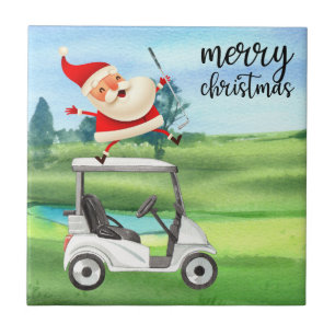 Carreau Golf Santa Claus est golfeur à Noël