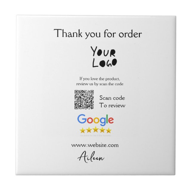 Carreau Google examen logo entreprise site Web scanner cod (Devant)