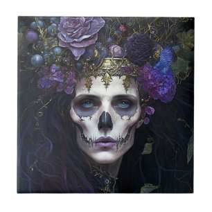 Carreau Goth Skeleton Crâne Femme Carrelage en céramique g