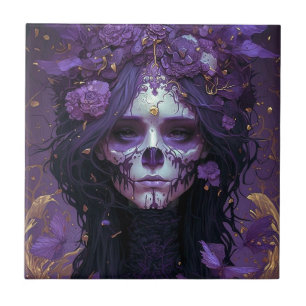 Carreau Goth Skull Woman Dark Imaginaire Art
