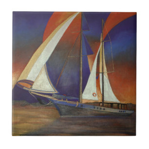 Carreau Goulet Artistique sous voile en orange et violet