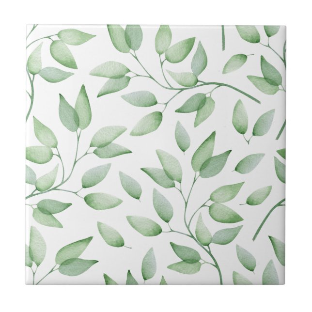 Carreau Gracité vert pâle Feuilles carrelage en céramique  (Devant)