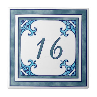 Carreau Grand numéro de maison turquoise