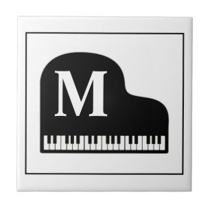 Carreau Grand Piano Monogram Pianiste noir et blanc