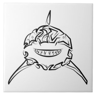 Carreau Grand requin blanc de la tribu noire et blanche