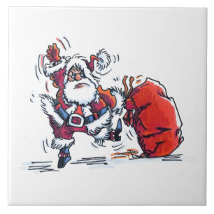 Carreau Grande céramique Père Noël en colère