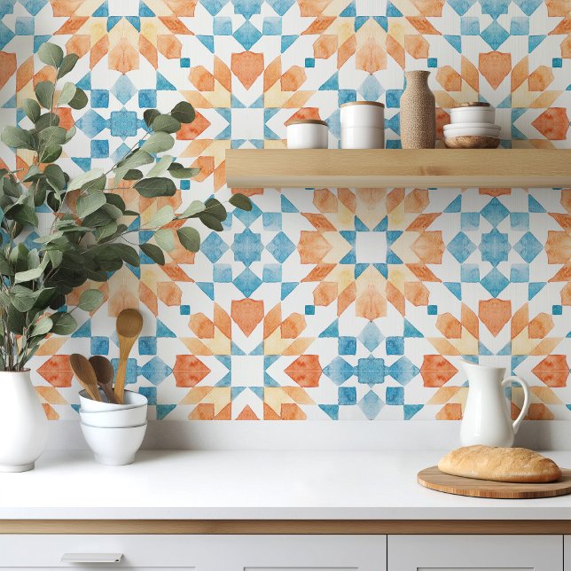 Carreau Grande échelle Morrocan couleur orange bleu (Créateur téléchargé)