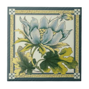 Carreau Grande mosaïque de céramique bleue florale victo