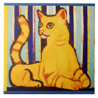 Carreau Grande tuile en céramique de photo avec le chat