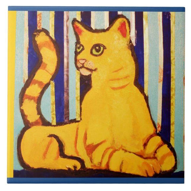Carreau Grande tuile en céramique de photo avec le chat (Devant)