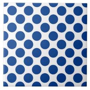 Carreau Grands rétros points - bleu et blanc de cobalt