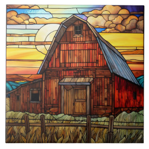 Carreau grange en faux vitrail