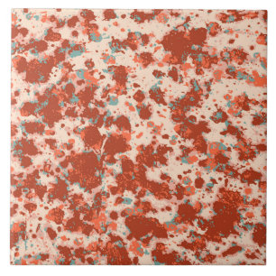Carreau Granit motif rouge ocre et beige avec bleu gris