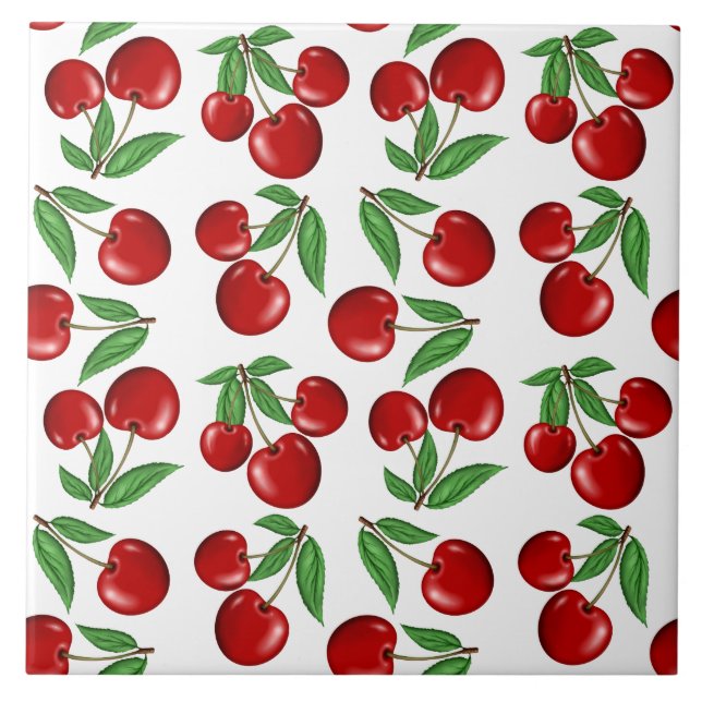 Carreau Graphique de cerises rouges sur tout le Motif (Devant)