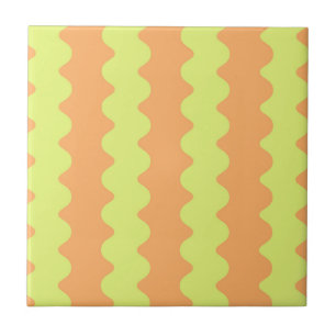 Carreau Gras Orange Lime Wavy Stripe moderne décoratif