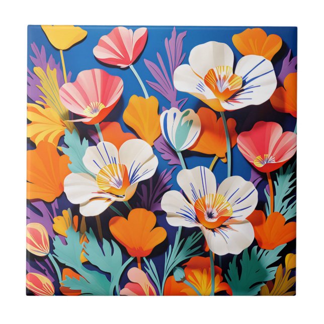 Carreau Gras Pop Art California Poppies (Devant)