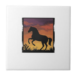 Carreau Gravure occidentale silhouette de cheval au couche