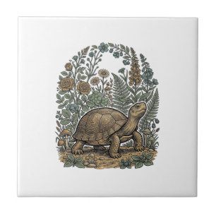 Carreau Gravure vintage tortue jardin botanique