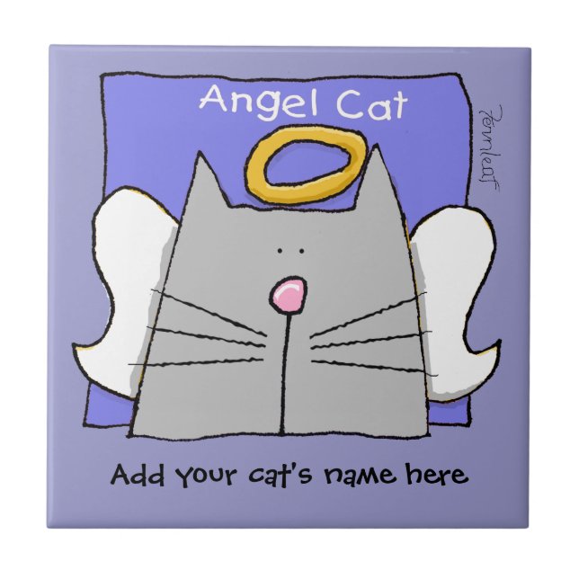 Carreau Gray Cat Angel Personnaliser (Devant)
