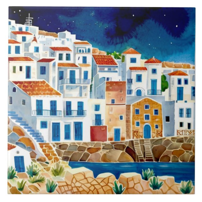 Carreau Grèce Village de pêche Grèce Côte Voyage Souvenir (Devant)