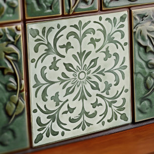 Carreau Green Calla Lily Backsplash Repro Art Nouveau